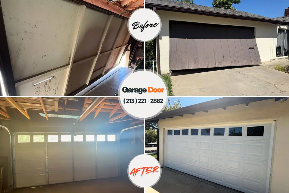Before and after: garage door repair Dowagiac, MI